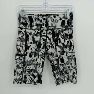 Calvin Klein Women's Black White Abstract Print Performance Bike Shorts Size M